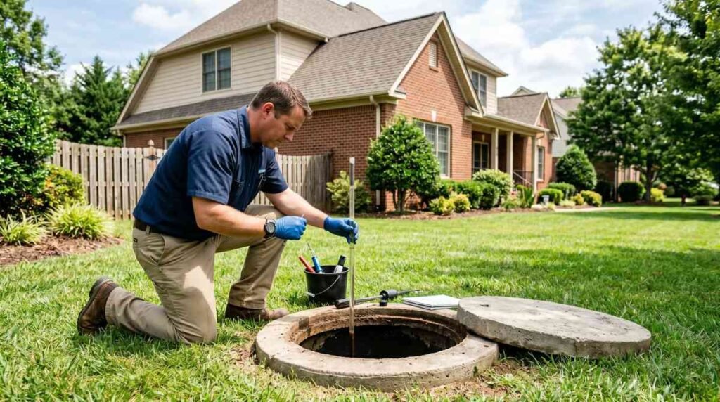 Septic system inspection at a Fort Mill, SC residential property
