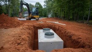 Septic tank installation site and excavation in Charlotte, NC